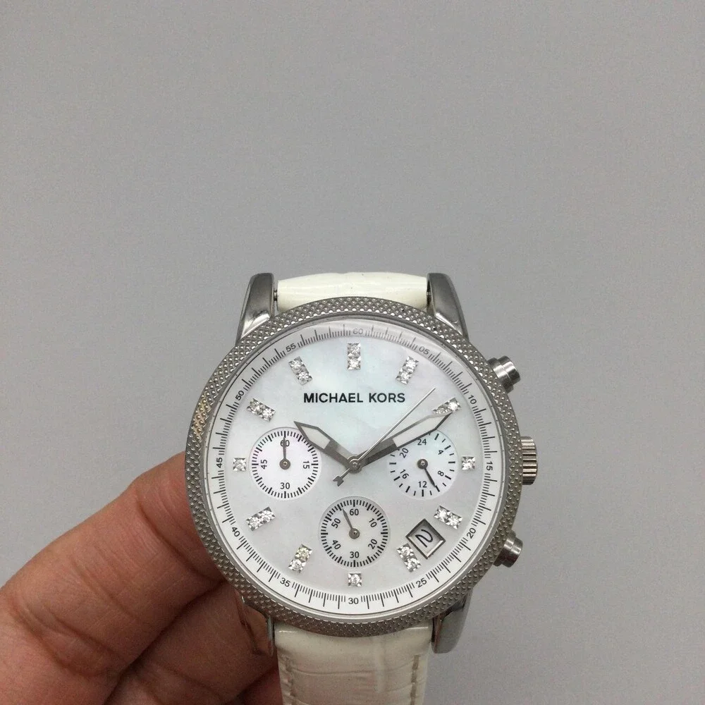 Michael Kors Womens Watch 36mm MOP Dial Chronograph MK-5049 New Battery